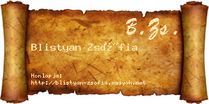 Blistyan Zsófia névjegykártya